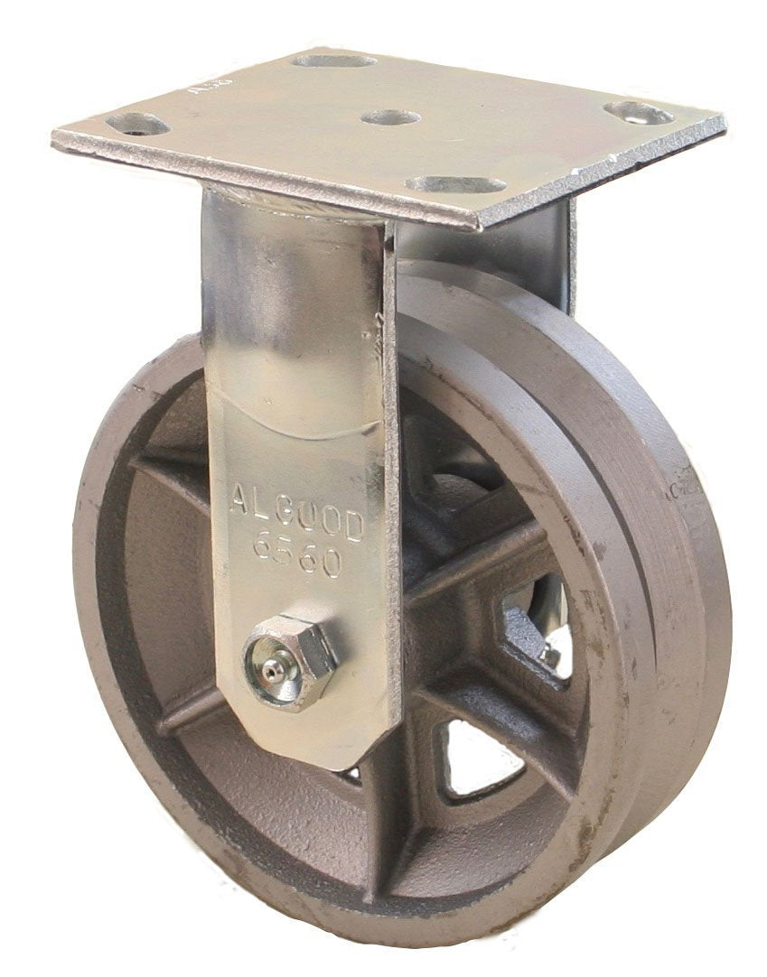 Rigid 6 caster with 6 x 2 Cast Iron VGroove wheel Alberta Casters