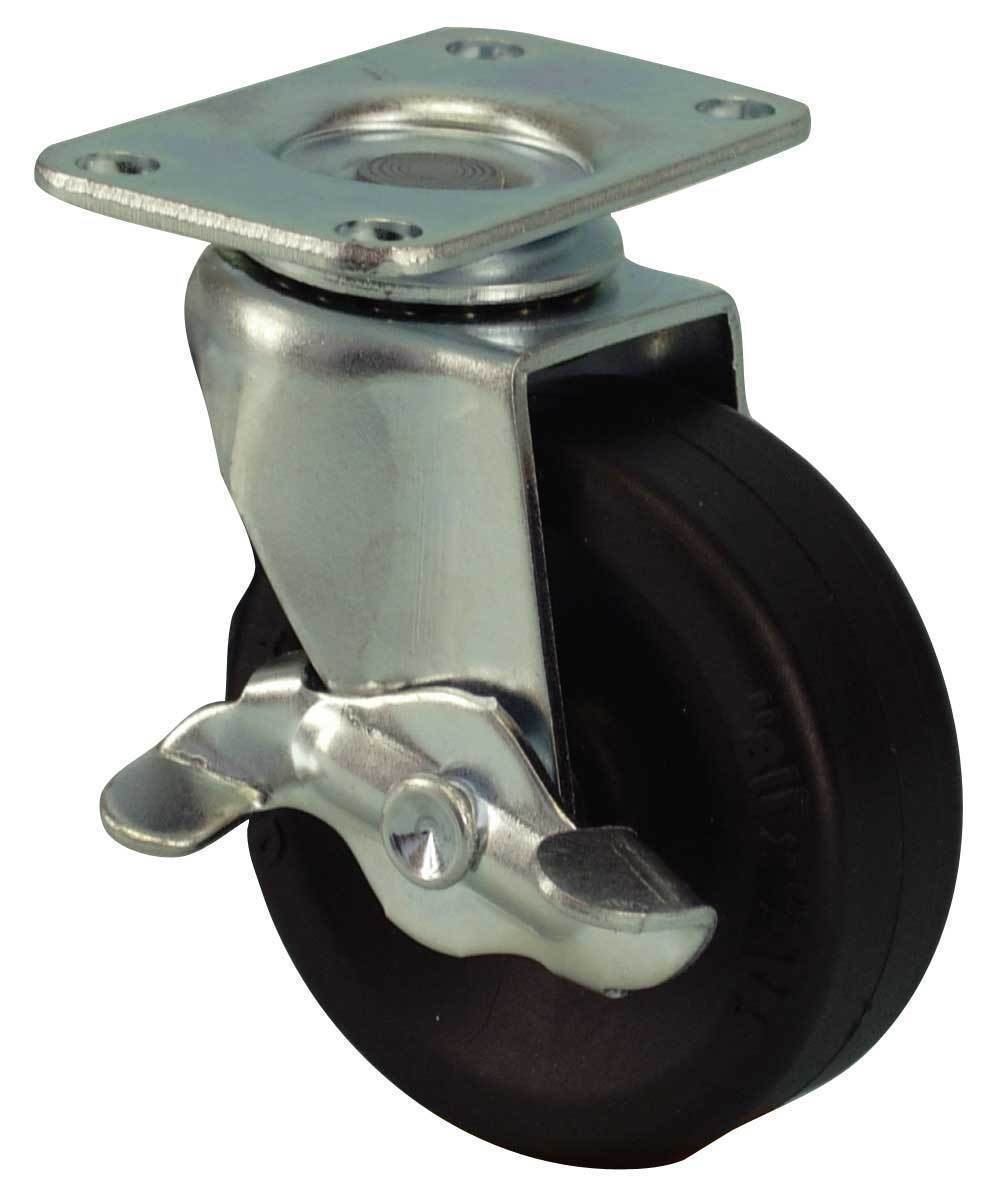 "Swivel 2"" caster with 2 x 7/8"" Urethane wheel side lock bra
