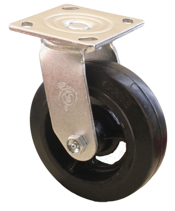 Swivel 4 caster with 4 x 2 moldon rubber wheel