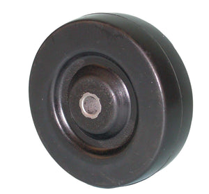 Black soft rubber wheel 4 x 1-1/4 x3/8 inch plain bore