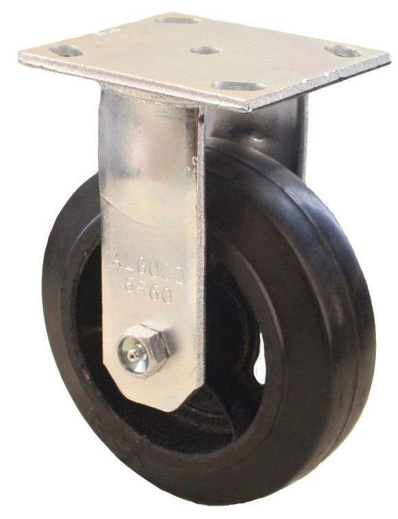 Rigid 6 caster with 6 x 2 moldon rubber wheel